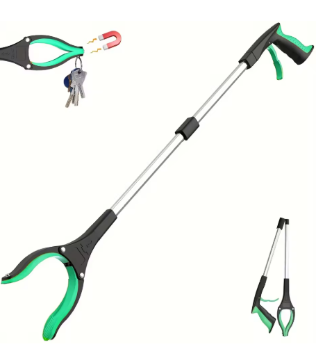 EVERREACH foldable grabber with 360 degree swivel clip shown fully extended