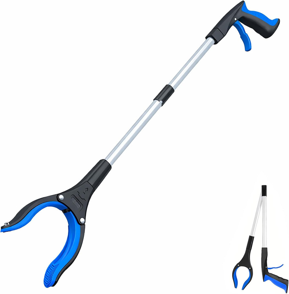 Purelara foldable grabber with 360 degree swivel clip held in one hand